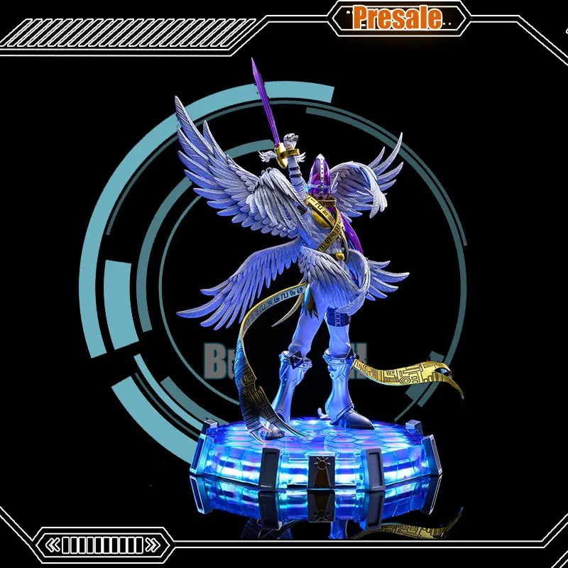 25cm Digimon Adventure Holy Angemon Anime Figure With Light Special Effects Figure Angemon Model Collect Decor Statue Toys Gifts