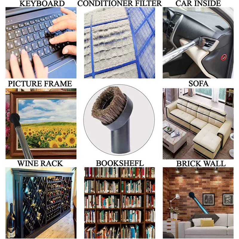 X17A 2025 NEW-2X Круглая насадка для пылесоса из конского волоса, совместимая с большинством пылесосов с 1 1/4 дюйма или 1 3/8 дюйма