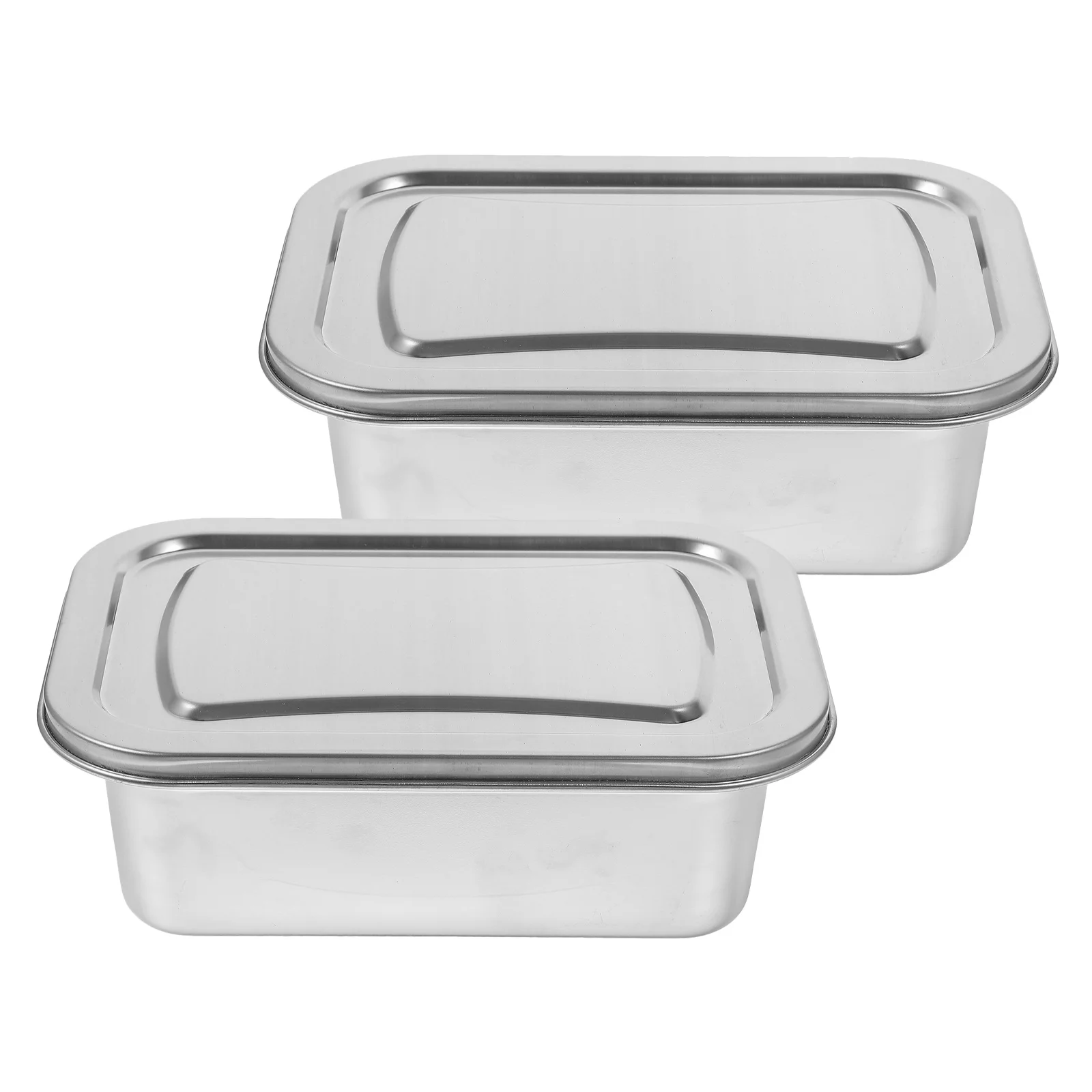 

2Pcs Stainless Steel Ice Cream Storage Containers Leak-Free Airtight Freezer Boxes Reusable Dessert Storage Tubs