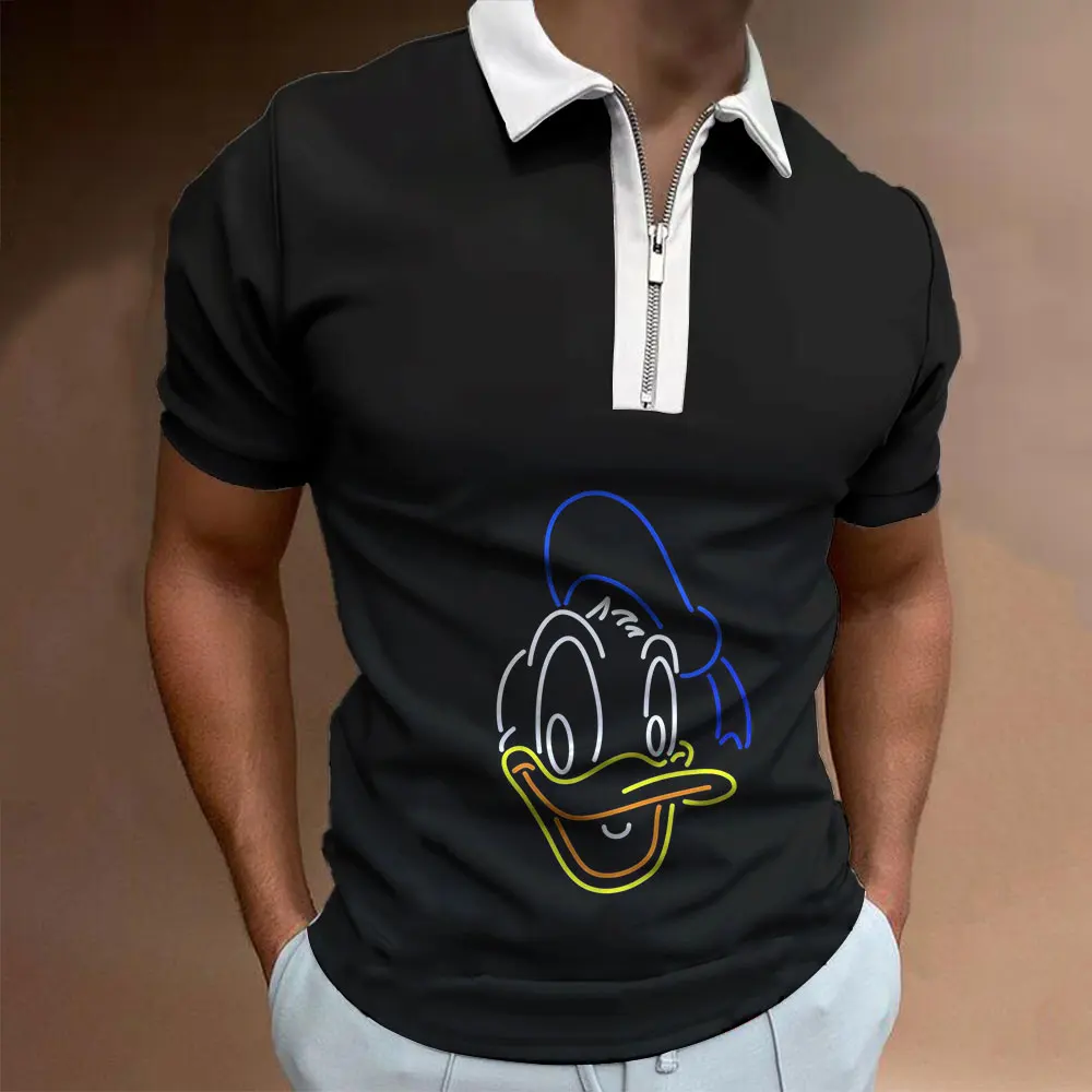 Men Polo Shirt Disney Donald Duck 3D Print Cool Male Clothes Summer Cartoon Anime Man Polos T-shirts Tops