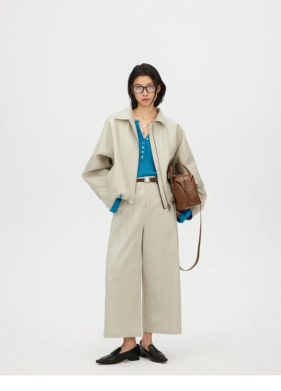 Lautaro Frühling Herbst Grüne Kurze PU-Lederjacke für Damen mit Reißverschluss Luxus Designer-Kleidung Locker Lässig Koreanische Mode 2026 – Detail 3