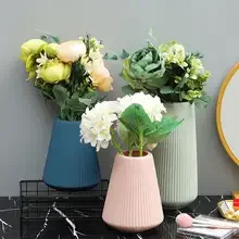 Modern Origami Plastic Vase for Artificial Flowers, Faux Flowers, Fake Flowers – Morandi Living Room Decoration, Home Ornament