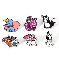 6 Pcs Creative Anime Brooch Fashion Disney Marie Cat Enamel Pin Metal Badge Jewelry Clothing Backpack Accessories Gift
