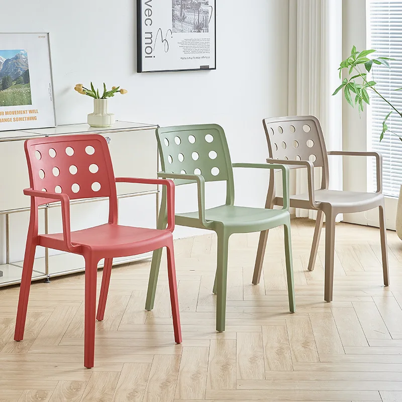& Plastic PP Restaurant Dining Chair Home Furniture Simple Modern Design Backrest Armrests Light