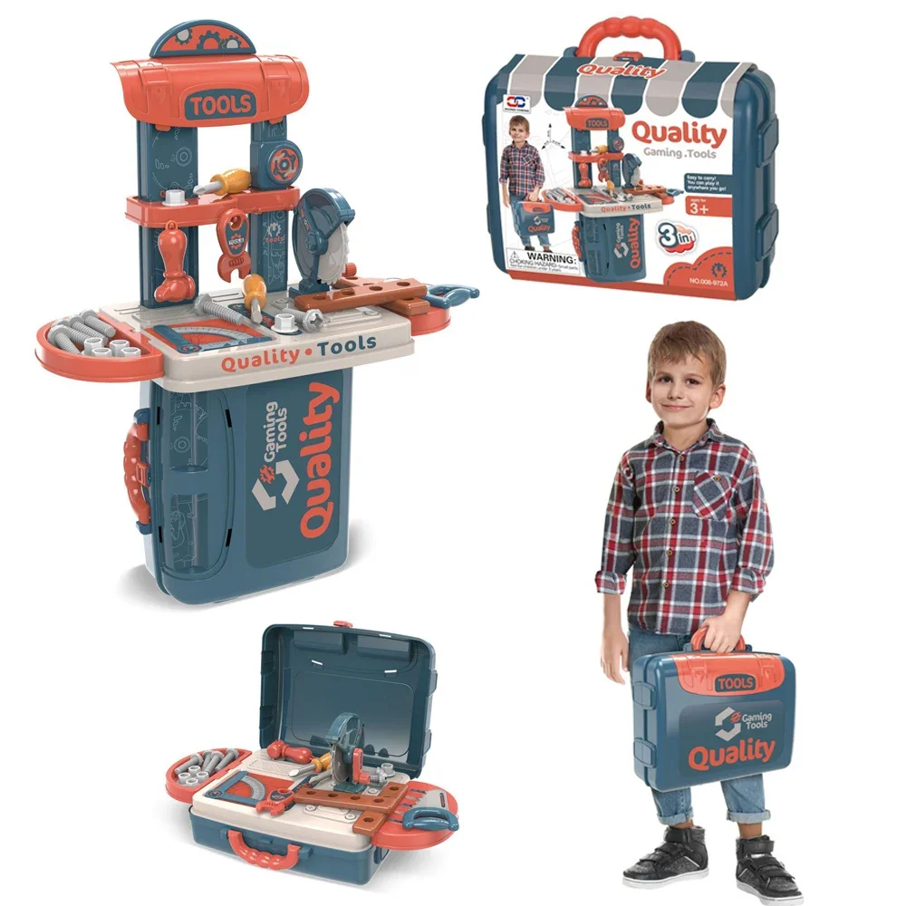 [Simulation 3 en 1] Boîte à outils d'ingénieur pour enfants - Perceuse électrique + tournevis sécurisé, jeu de rôle/Parent-enfant de 3 à 6 ans