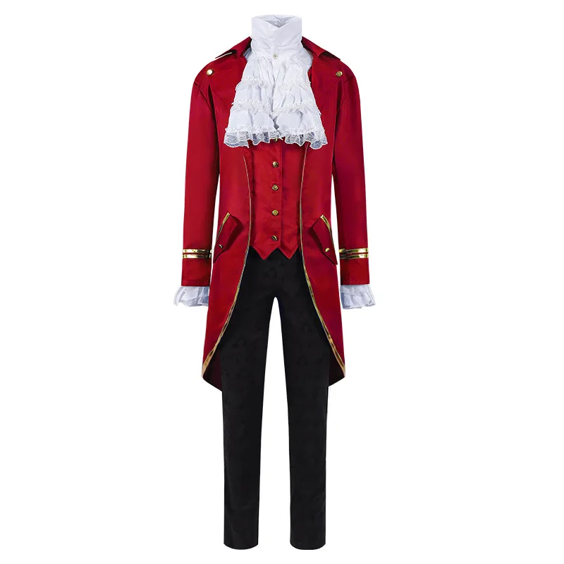 

Новый европейский и американский средневековый костюм, фрак средней длины с золотой отделкой, сценический костюм на Хэллоуин