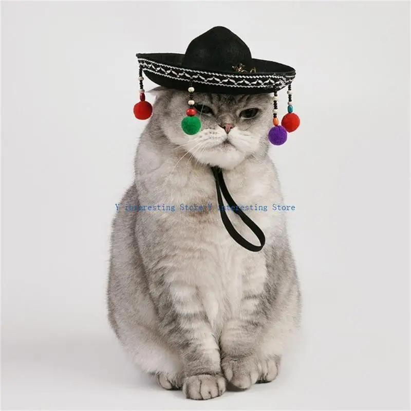 

896A Pet Birthday Puppy Hat Colorful Pompoms for Dog and Cats for Small Pet