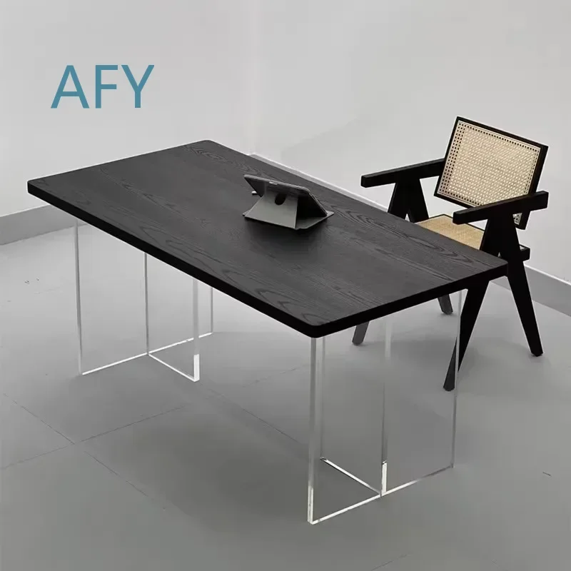 Postmodern Black Transparent Dining Table for Nordic Solid Wood Design Coffee Kitchen Tables Acrylic Retro Tavoli HD50CZ