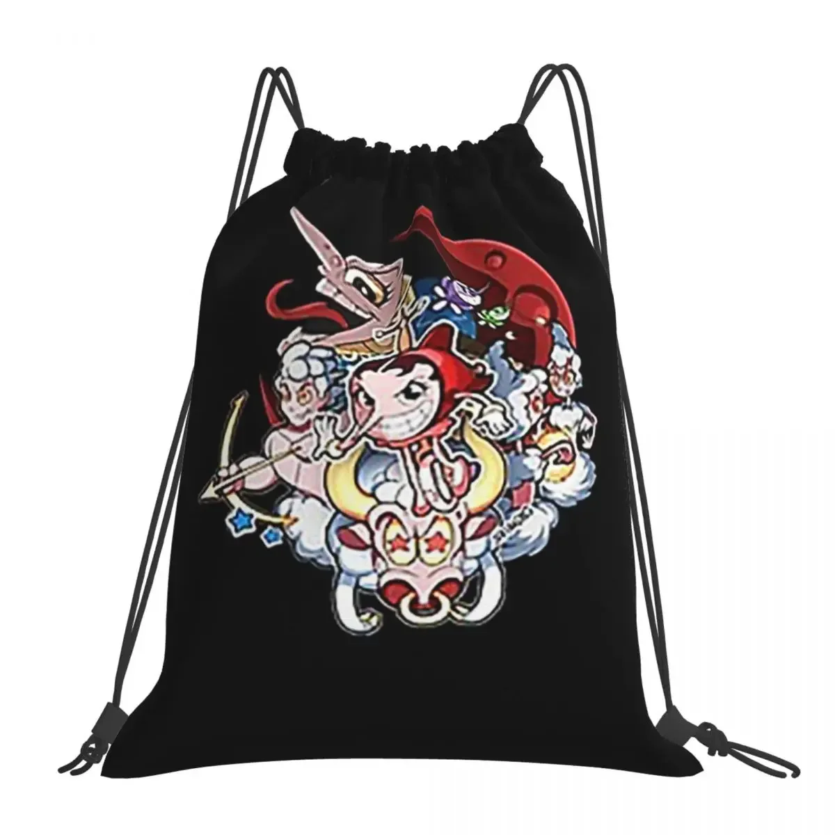 Cuphead Hilda Berg Рюкзаки Повседневные портативные сумки на шнурке Карманные спортивные сумки на шнурке Сумки для книг для мужчин и женщин Школьные