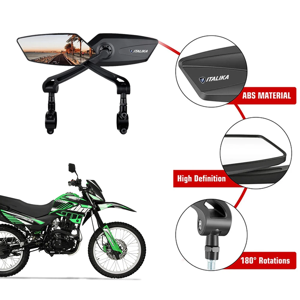 1 Par Modificado 360 °   Espejos retrovisores laterales plegables para motocicleta ITALIKA XS125 XS150 WS150 GS150 DS150 GTS175 WS175 ST90