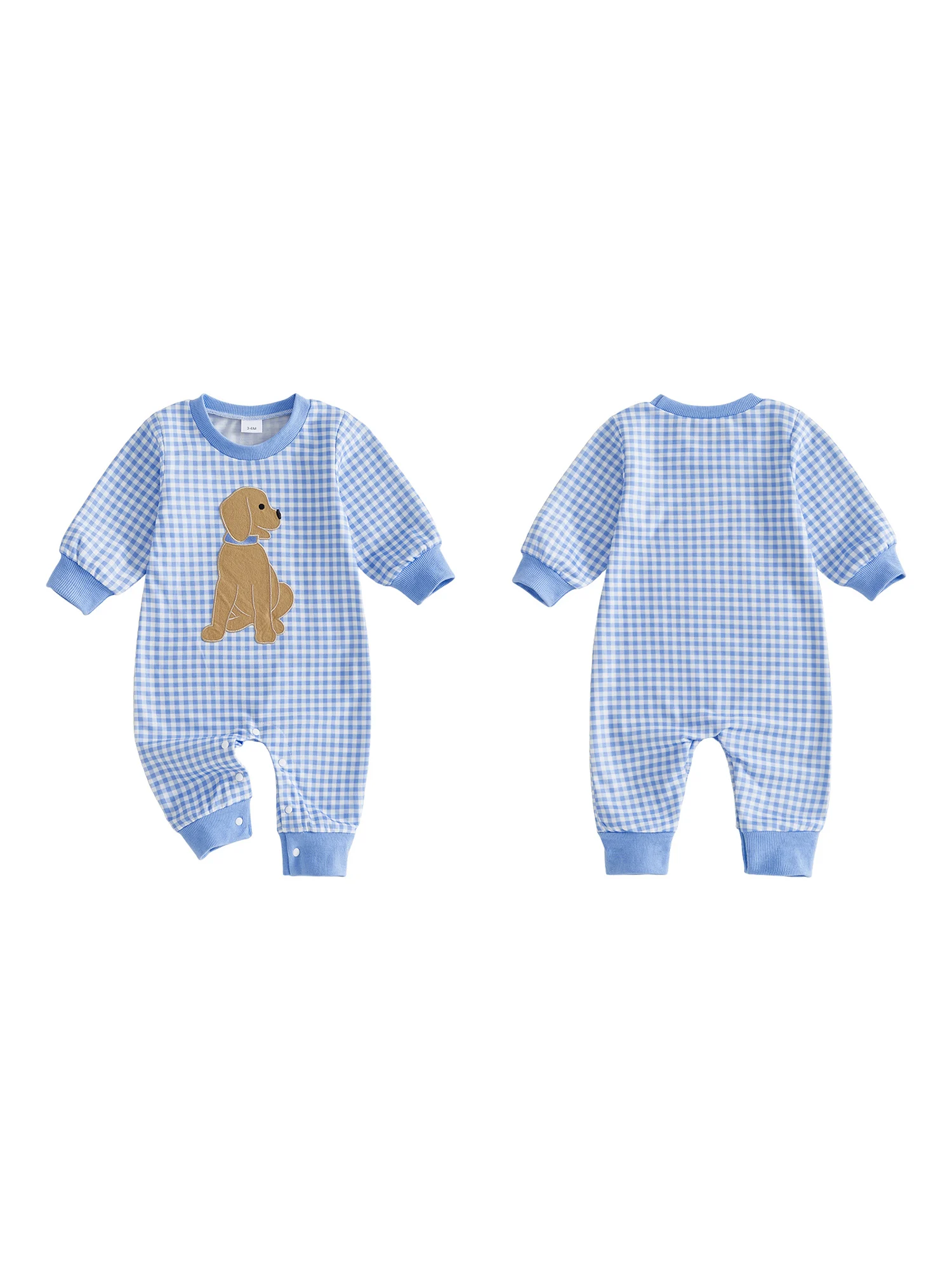 Sweatshirt Romper Embroidery Plaid Baby Boy Fall Sweatshirt Long Sleeve Jumpsuit Boy Embroidery Plaid Long Compact