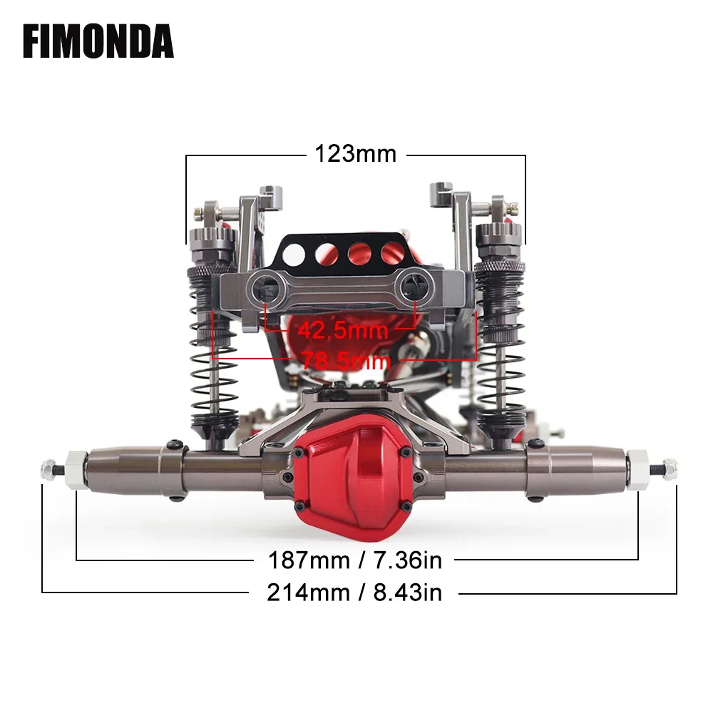 FIMONDA 1/10 RC Crawler Metal Chassis Kit 313mm 12.3" Wheelbase with Metal Transmission Aluminium Axle Carbon Fiber Frame Rail