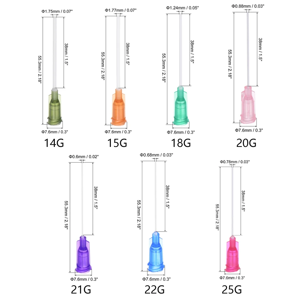 100PCS 1.5inch Syringe Dispensing Needle With Luer Lock PP Heat-Resistant Plastic Blunt Tip for Liquid Glue Gun