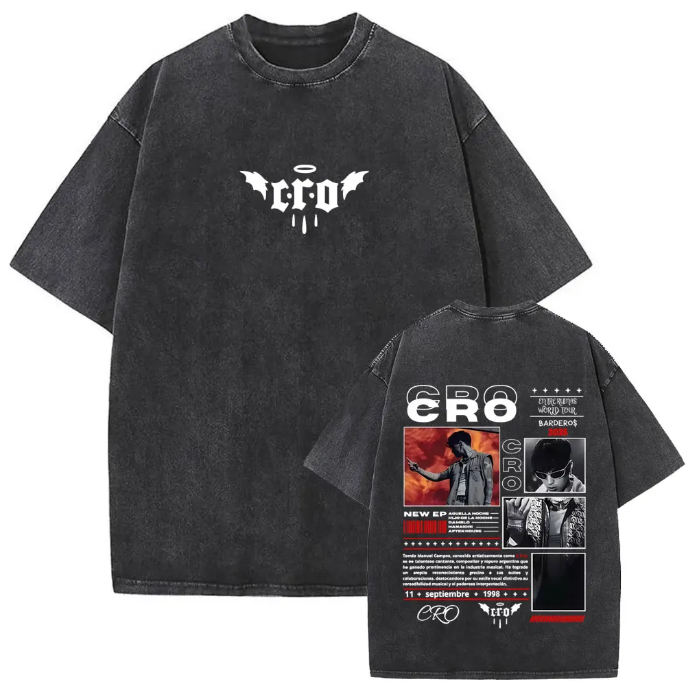 Washed Vintage Trap Rapper C.R.O MDB Merch T-shirt Men Women Hip Hop Fashion Pop Music T Shirts Men's Casual Oversized T-shirts