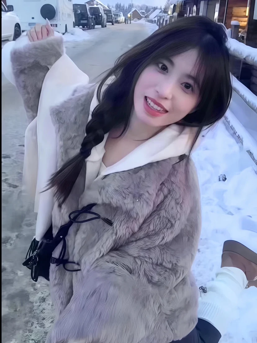 

Lamb Wool Jacket Women Clothes Woman Velvet Smoking Contrast Lapel Construction Button-Through Front Welt Pocket Detail Evening