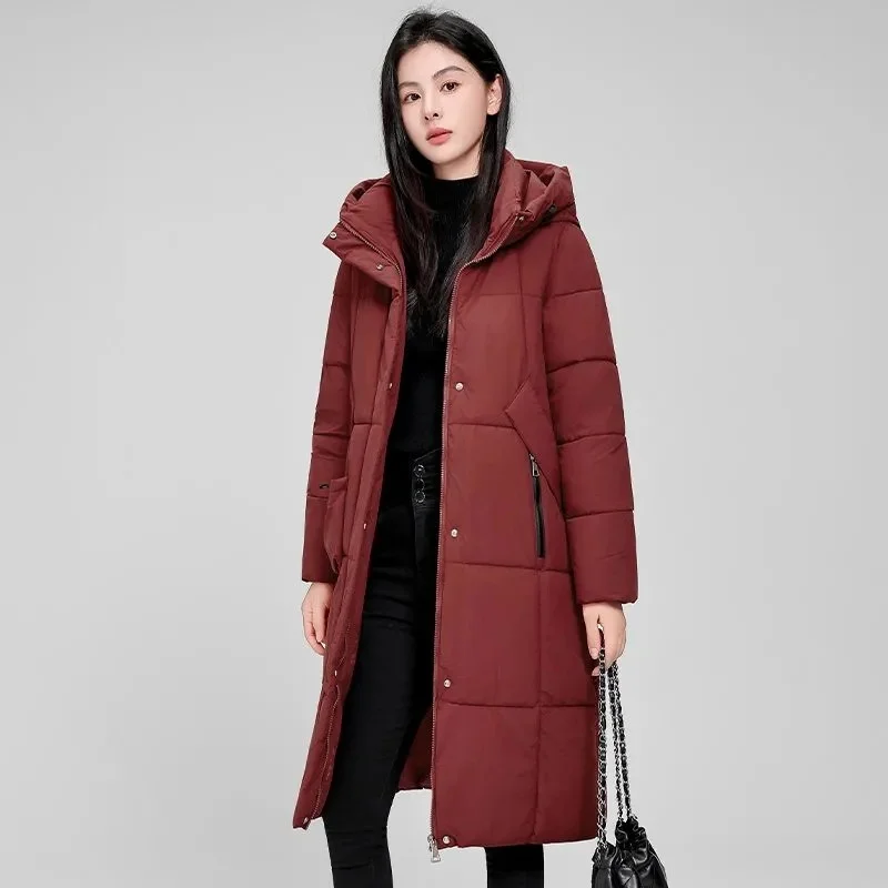 

2025 New Women Parkas High End Fashion Long Dawn Cotton Padded Coat Winter Jacket Female Thicken Warm Long Quilt Puffer Overcoat