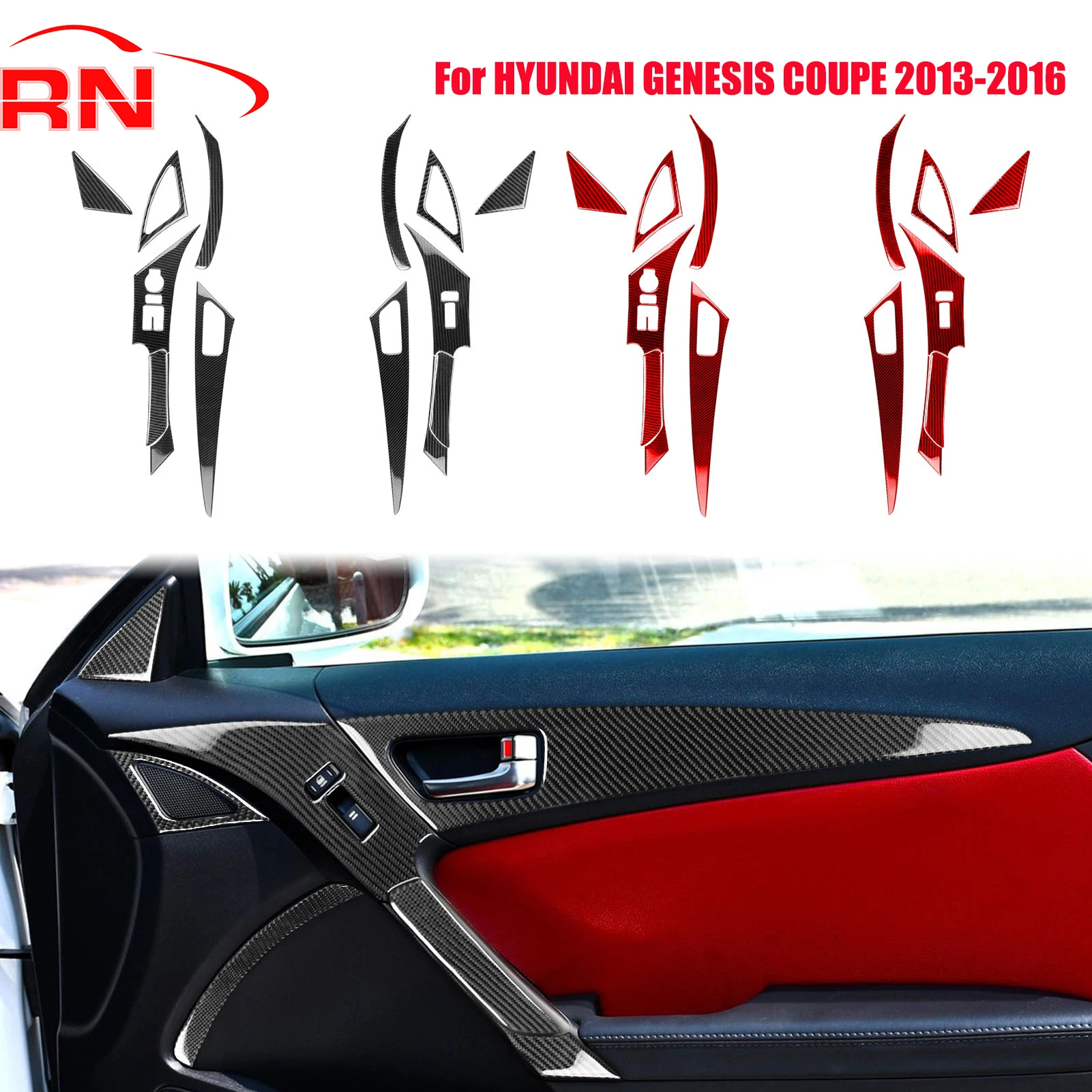 

For Hyundai Genesis Coupe 2013-2016 Modified Carbon Fiber Car Door Panel Set Interior Accessories Decorative stickers