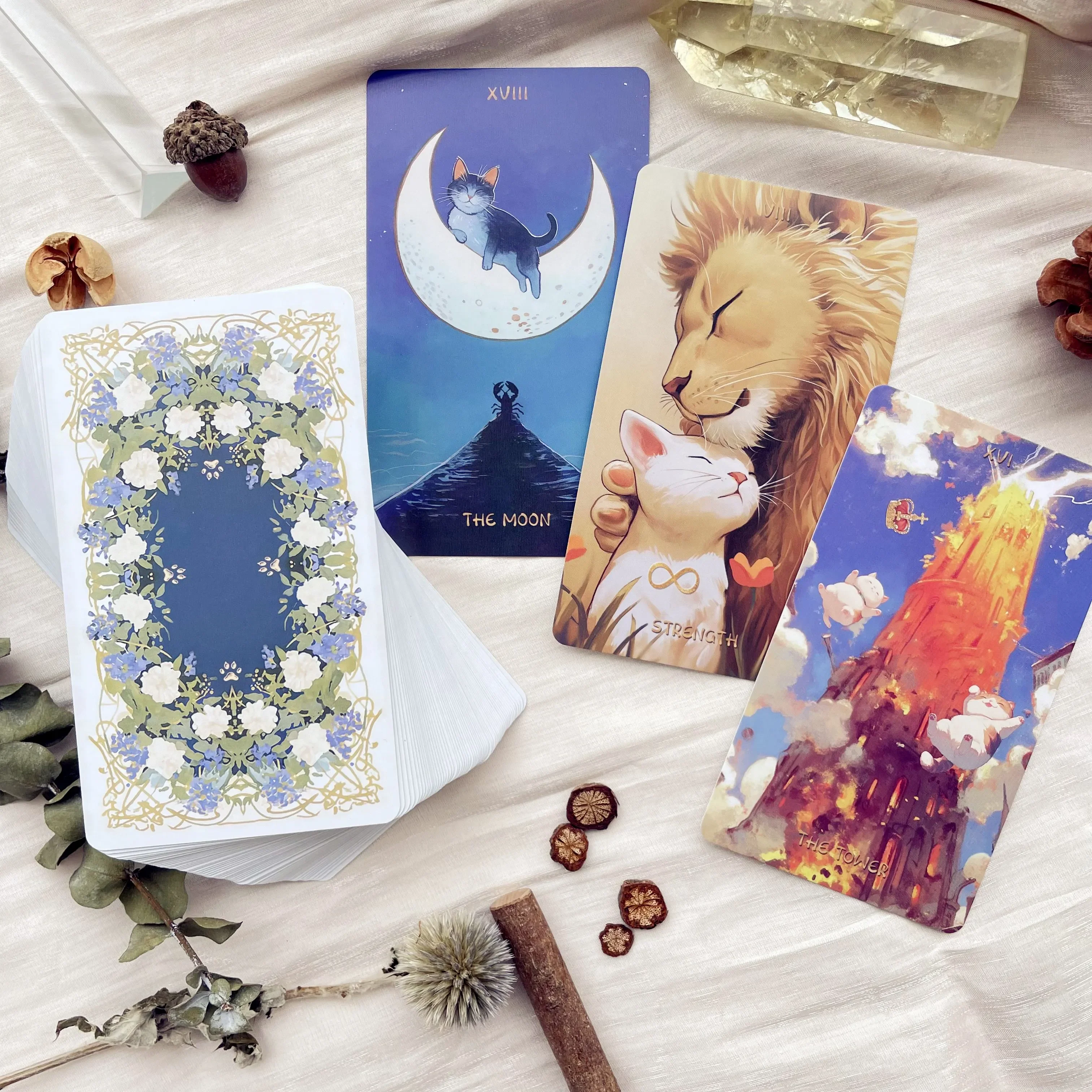 Genuine Professional Cute Kitten Cat Tarot Cards English Spanish Russian Divination Deck Oracle 78 Beginners High Quality