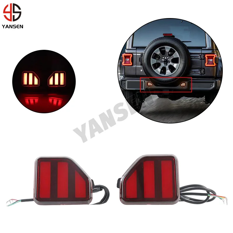 For Jeep Wrangler 2018-2022 LED Rear Bumper Three Function Running Brake Fog Light Turn Signals Car Lamp Accessories