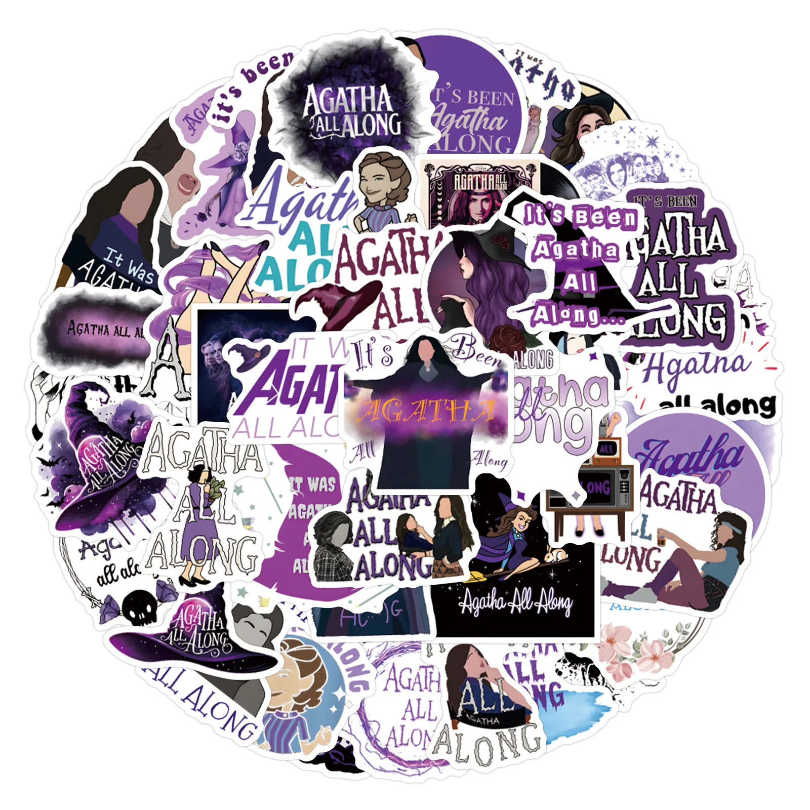 55 szt. Naklejek Agatha All Along, personalizowane, fajne, kreatywne, do samodzielnego wykonania, dekoracyjne, na deskorolkę, motocykl, kask, wodoodporne naklejki