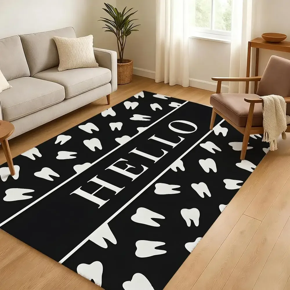 Dental Dentist Protects Teeth Welcome Floor Mat Soft Thickened Absorbent Non-Slip Bedroom Living Room Door Mat Home Flannel Rugs