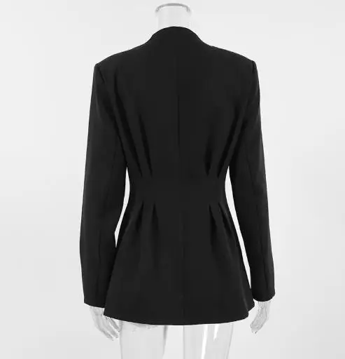 Women's Jacket 2025 Spring Autumn Temperament Elegant Slim Fit Waist Cinched Black Long Sleeve Commuting V-Neck Blazer Coat