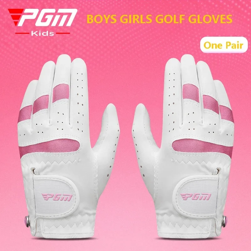 Pgm 1 Pair Children Breathable Elastic Golf Gloves Boys Girls Microfiber Full Finger Mittens with Mark Kids Soft Sport Gloves