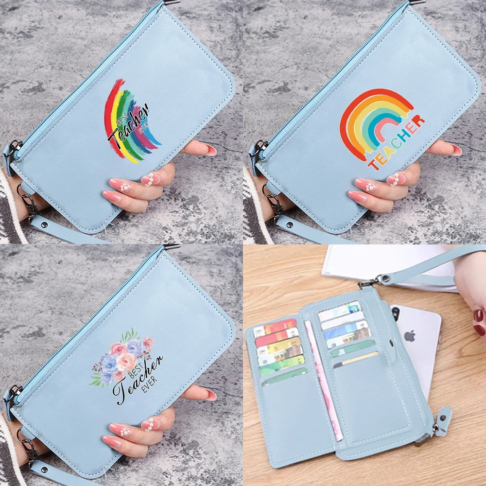 

Новый длинный кошелек на молнии с принтом учителя, большая вместительная сумка Multicard, уличный кошелек для монет, многофункциональный кошелек на каждый день, унисекс