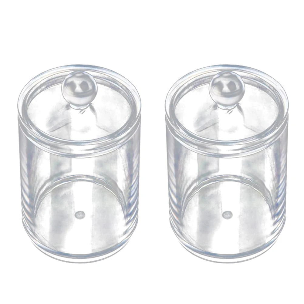 

2Pcs Cotton Swab Storage Box Balls Holder Jar Organizer Pads Container Makeup Jars Acrylic Dustproof Easy Clean Bedroom Bathroom