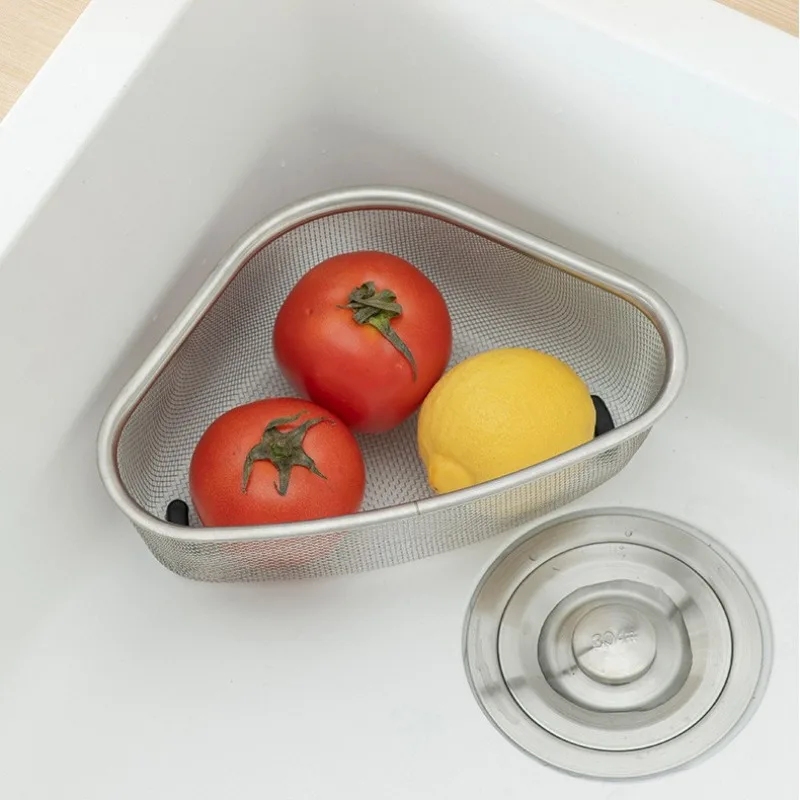 Kitchen Basket Sink Drain Rack Strainer Stainless Steel Storage Container Sponge Hanging Organizer Kitchen Bathroom Accessories