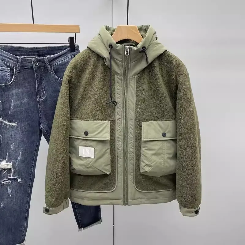 

Men's Thiened Casual Workwear Jaet 2025 Winter Season Hooded Loose Fit Warm Cotton Coat Youth Faion Daily Use