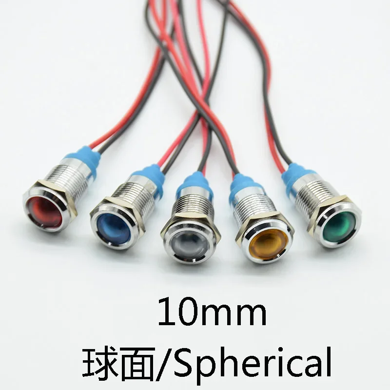 

1pc 10mm 6V 12V 24V 220V Waterproof Warning LED Metal Indicator Pilot Light Signal Lamp Machine Car Boat Working PC Power IP67