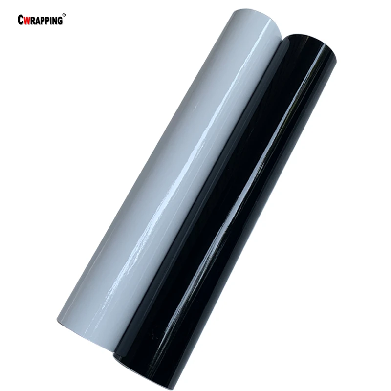 

White Glossy Black Vinyl Wrap Film Adhesive Super Glossy Piano Black Film Car Wrapping Film Foil For Car Bike Phone Console Skin