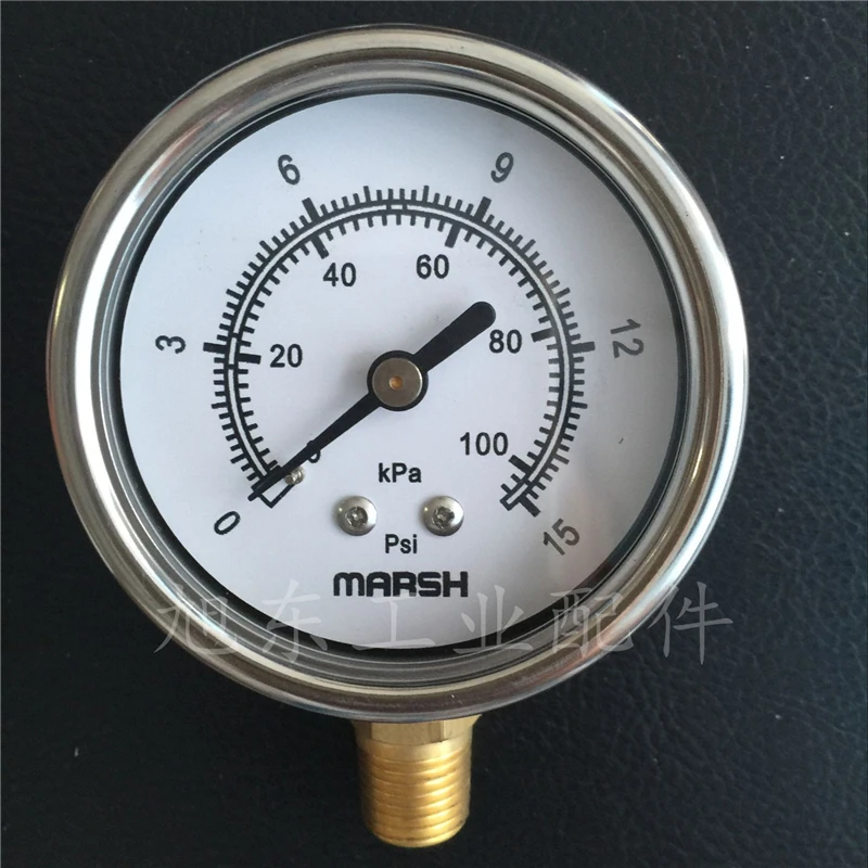 Original Imported MARSH Stainless Steel 0-15/30/60/100/160/600PSI American Standard Pressure Gauge