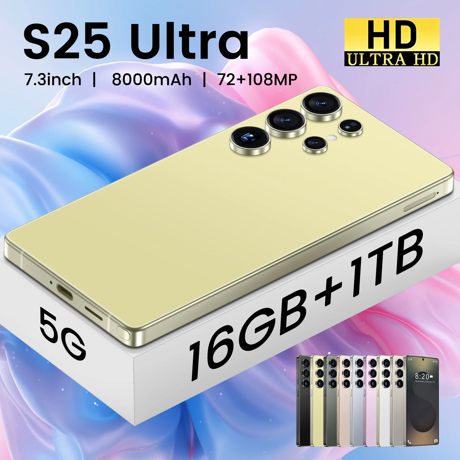 

New S25 Ultra Mobile screen Phones 7.3HD Original Smartphone 5G Global Version Android 14 Cell Phone 7800mAh Cellphones