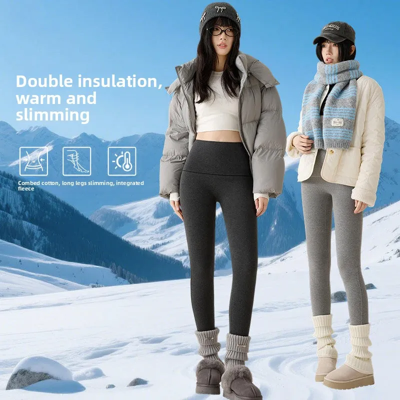 

Thiened Fce Lined Cotton Yoga Pants High Waist Slimming arkskin Trousers Winter Warm Skin-friendly Base Layer Pants