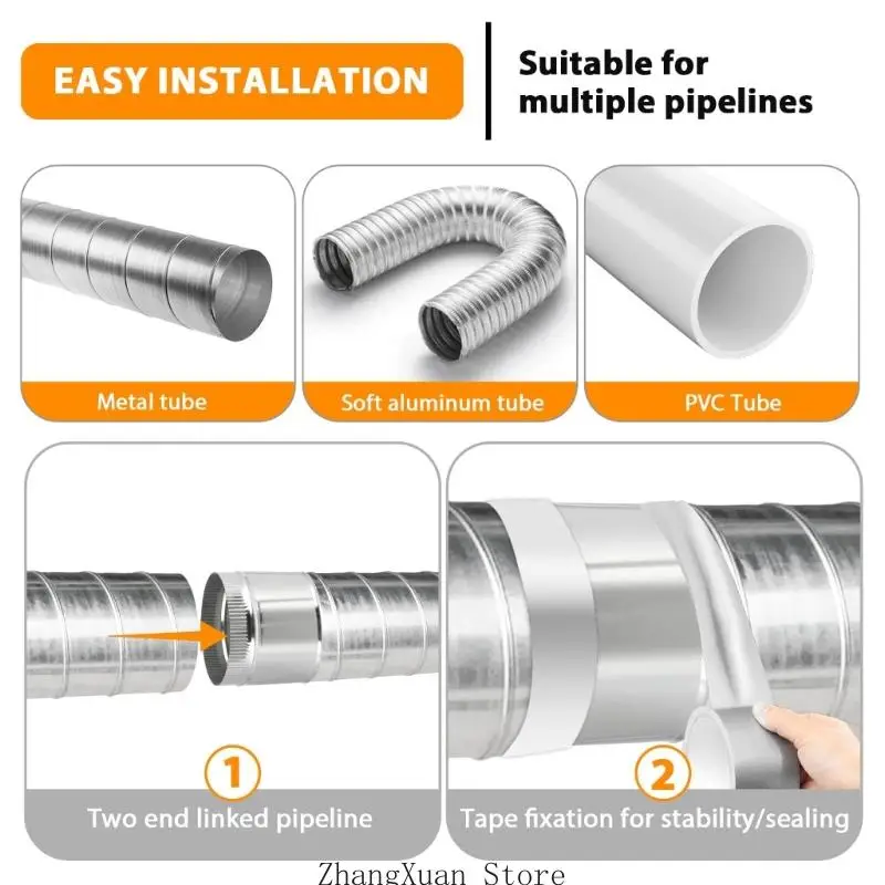 4-Zoll-HVAC-Luftkanalkupplung mit Slip-Fit-Enden für Schlauchwechsel 3XUF – Detail 4