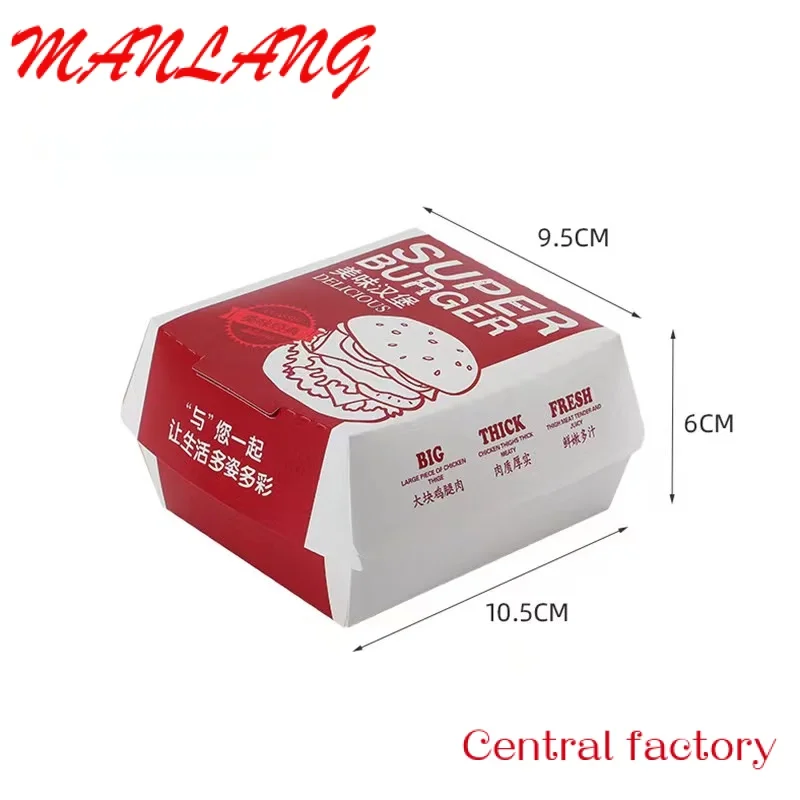 Пользовательская оптовая печать логотипа квадратный новый дизайн пищевой бумаги перерабатываемая коробка для бургеров коробка для сэндвичей гамбургеров упаковка
