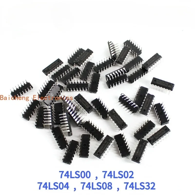 50PCS 74LS Integrated Circuit Logic DIP-14 IC Kit  5 values 74LS00 74LS02 74LS04 74LS08 74LS32 IC Chip Assortment Kit