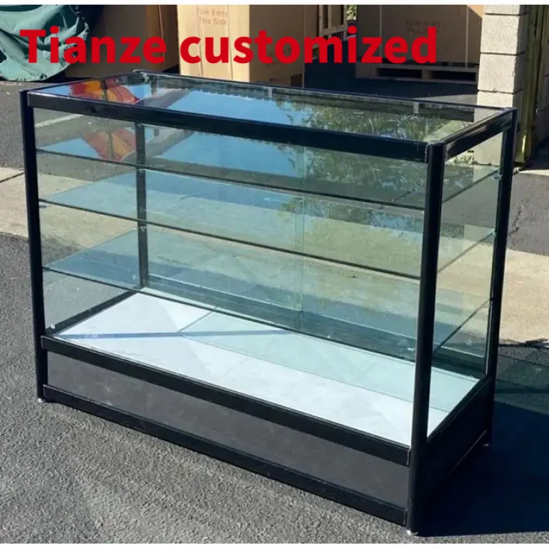 

(Customized) US hot-selling glass display showcase with LED light Smoke Shop products fullretail store display cases