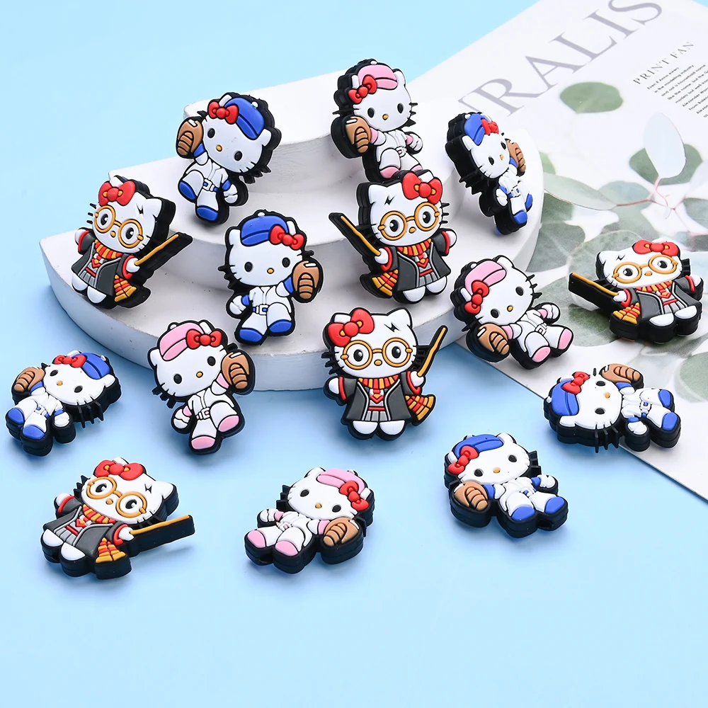 

6 шт., силиконовые бусины в форме Hello Kitty, фокусные бусины для Diy, цепочки для сосок, браслеты-прорезыватели, аксессуары для изготовления ювелирных изделий