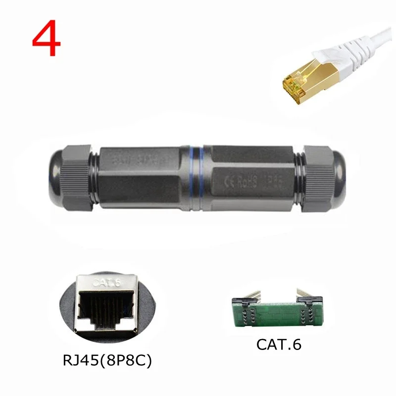 Сетевой кабель RJ45 Водонепроницаемый разъем RJ45 CAT6 Женский экранированный M25 с одной двойной головкой Наружный провод Водонепроницаемая розетка