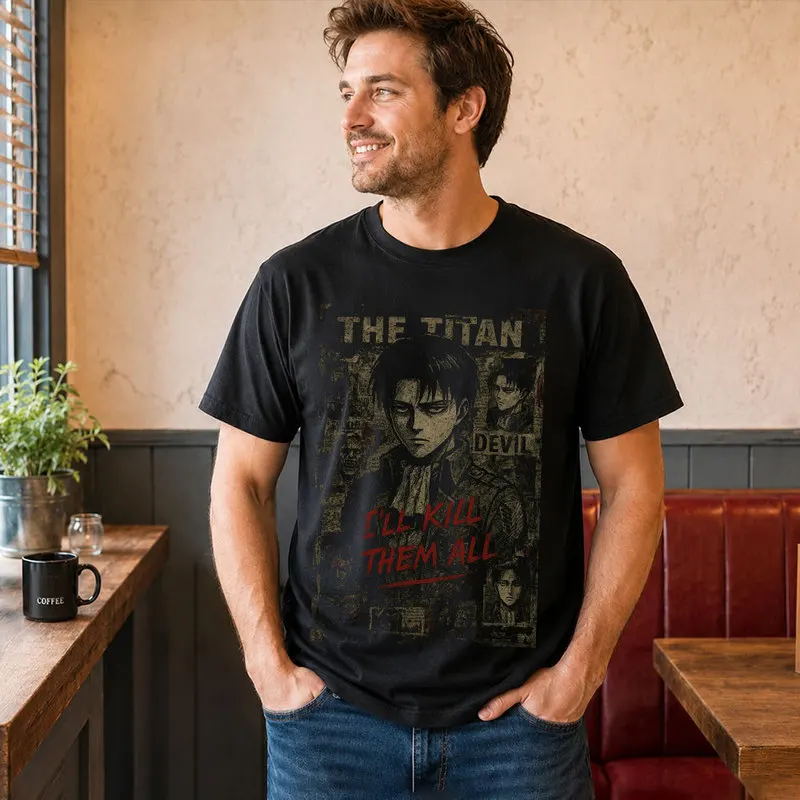 Levi Ackerman Attack on Titan Anime T Shirt, 0809 Manga Casual Streetwear, Unisex Short Sleeve Graphic Tee for Fans