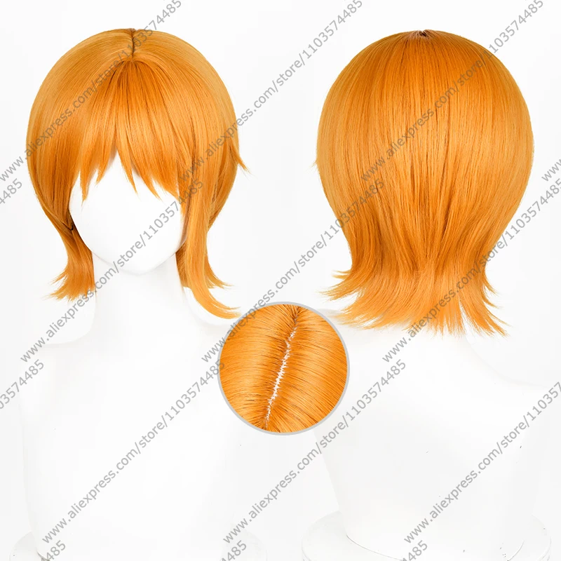 

Аниме Нами Косплей Парики 30 см Оранжевые Короткие Волосы Термостойкий Синтетический Парик