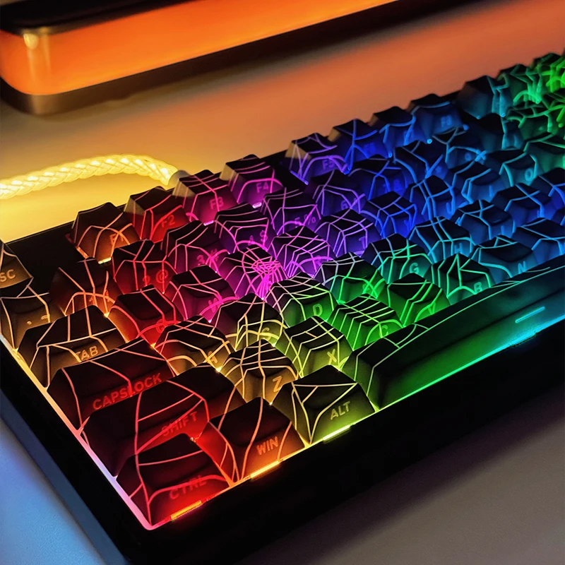 Zwarte Spider Line Side Gegraveerde Doorschijnende Keycaps Cherry Key Caps Gaming Mechanisch Toetsenbord Persoonlijkheid Aanpassen Key Caps
