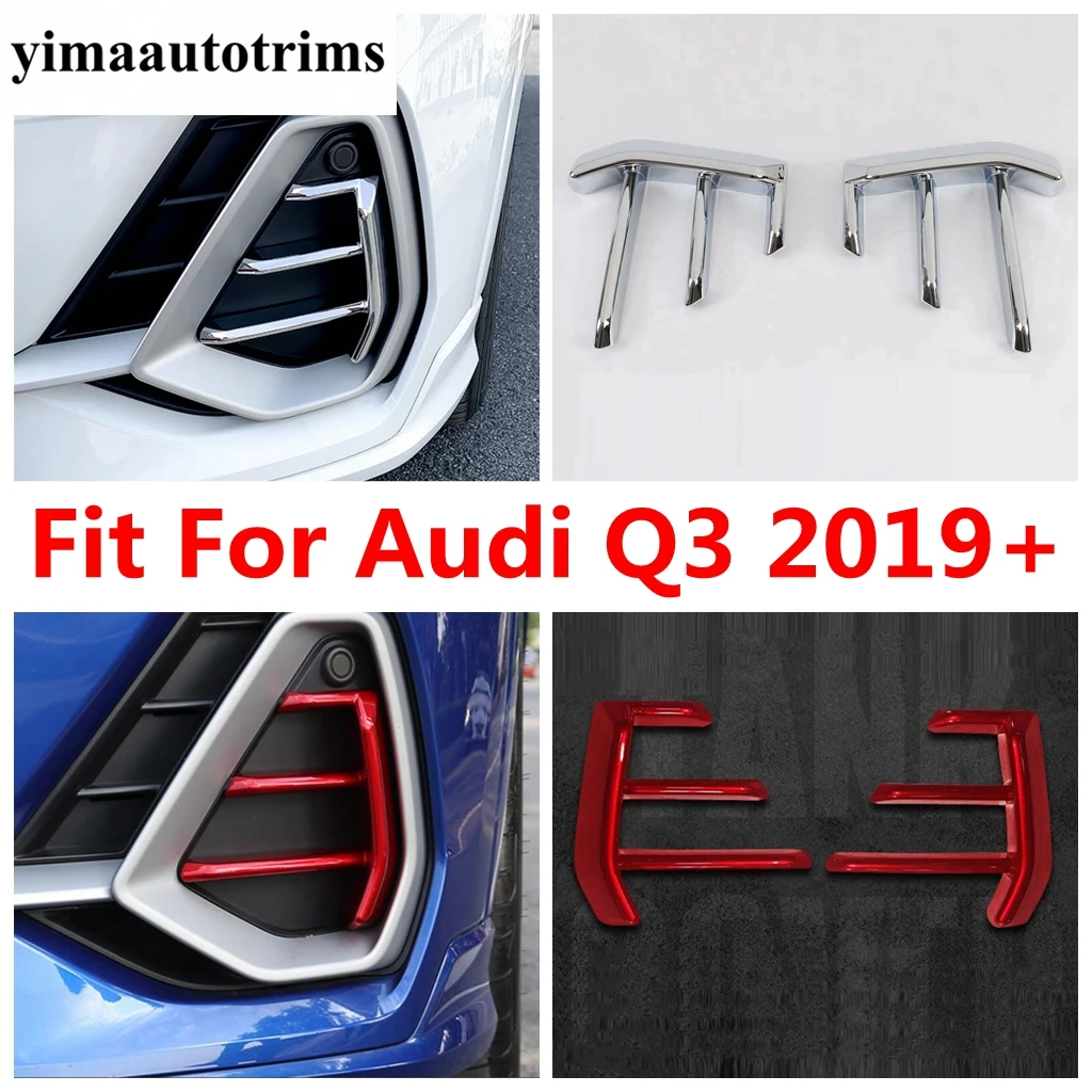 

Front Bumper Fog Light Lamp Grille Eyebrow Decor Cover Trim For Audi Q3 F3 2019 - 2024 Red / Carbon Fiber Accessories Exterior