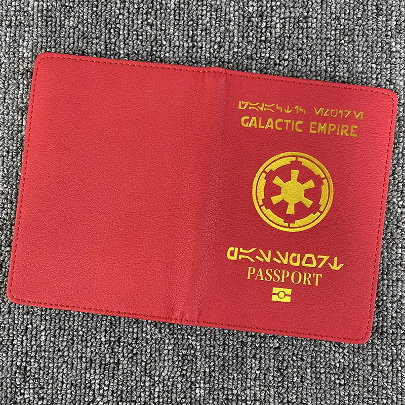 Capa de passaporte rfid bloqueio do império galáctico caso de couro do plutônio vermelho para passaportes