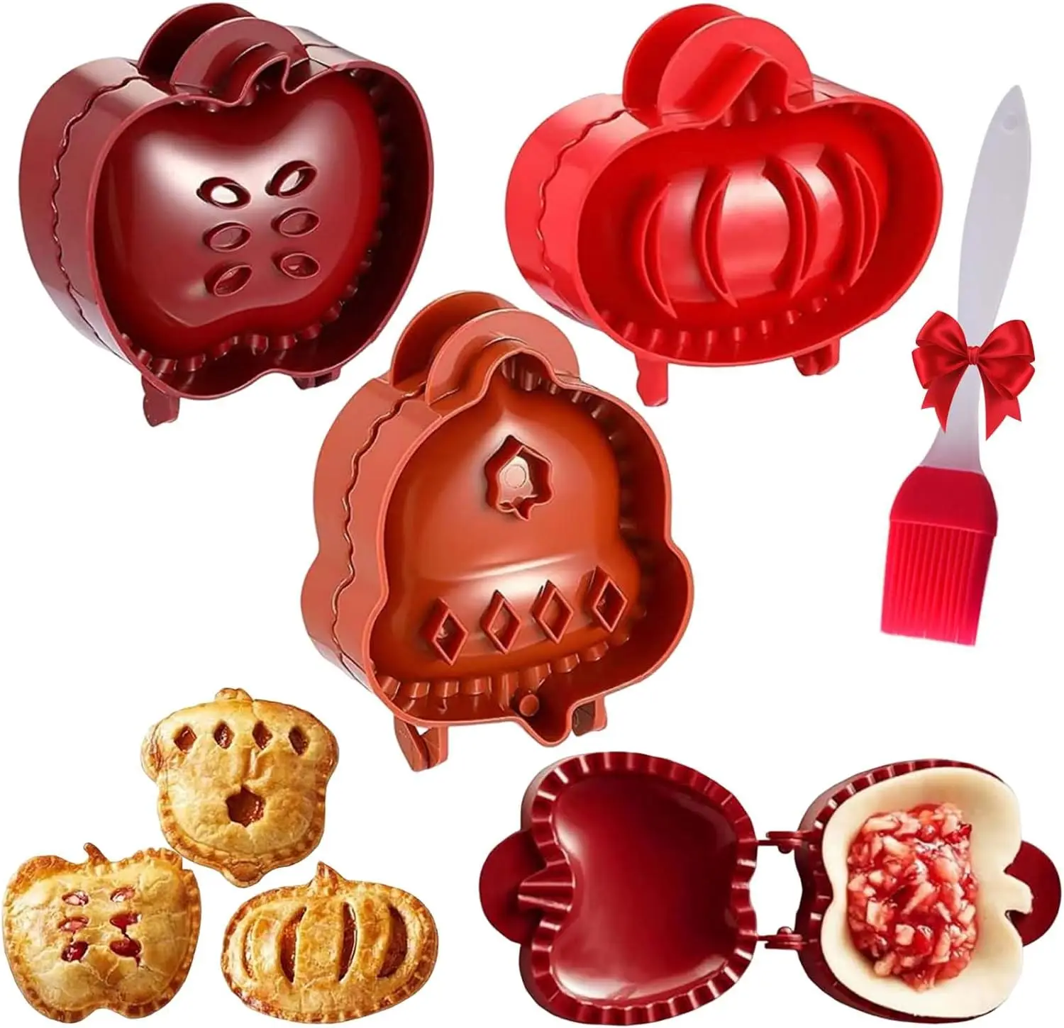 

3 Pcs Holiday Mini Pie Mold, Fall Hand Pie Molds Set, Apple Pumpkin Acorn Shapes Pie Maker for Christmas Baking Party Potluck