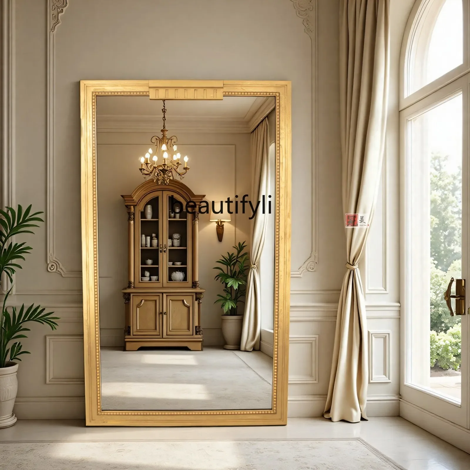 

A13 French luxury fashion clothing store dressing mirror American home cloakroom floor fitting mirror European style