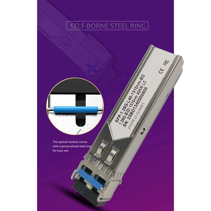 Fibre Gigabit Wrechargeable Tech, Monomode Tourists, 40NORLC 1310Nm, Compatible avec plusieurs types de commutateurs, 1.25G